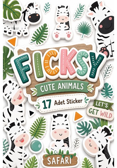 Sevimli Zebra Sticker Seti - 17 Adet Etiket Çıkartma Diğer