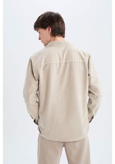DeFacto %100 Pamuk Regular Fit Polo Yaka Basic Düz Uzun Kollu Gömlek B2654AX25SPBG170