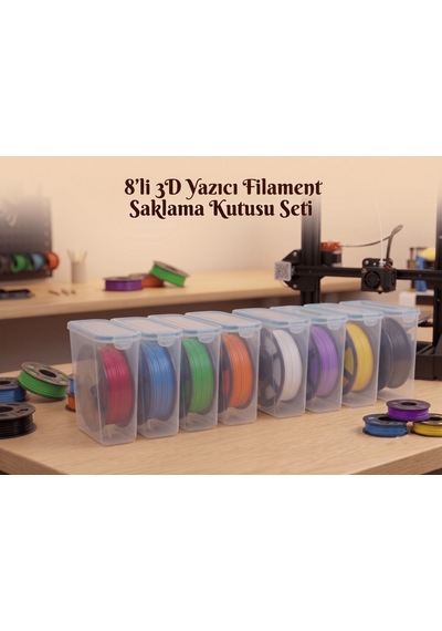3d Yazıcı Filament Saklama Kabı Seti Hava Sızdırmaz Contalı 4.5 Lt 8'li Set Mab-179