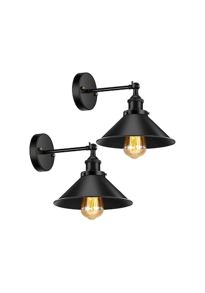 Riolight Retro Mafsallı Hareketli Başlık Metal Aplik Çap: 22Cm No Siyah