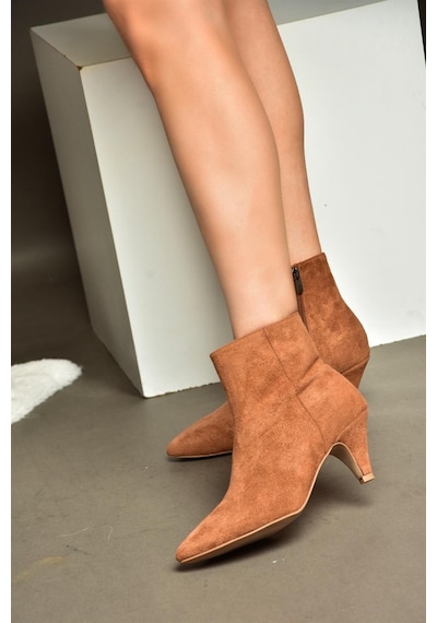 Fox Shoes R404710002 Taba Süet Alçak Topuklu Kadın Bot Taba