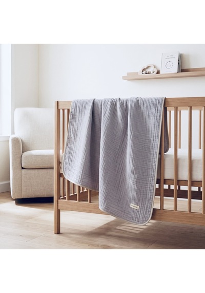 Natulis Baby %100 Organik Pamuk Kumaş 4 Kat Müslin Bebek Battaniyesi 110x110 cm Gri