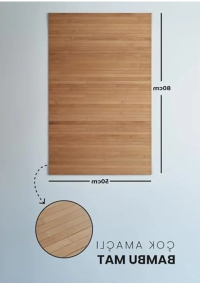 Su Geçirmez Bambu Kaymaz Banyo Paspası - 65x45 Cm Açık Gri