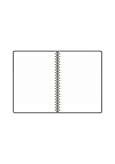 20x28 Spiralli Sert Kapak Lastikli Çizgili Not Defteri Siyah Siyah
