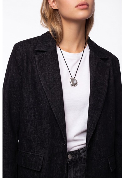 Mixray 4969 Kadın Kadife Dokulu Tek Düğmeli Blazer Ceket Siyah