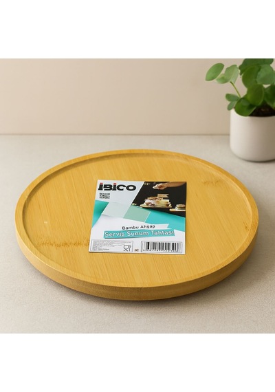 Bambu Yuvarlak Sunum Tepsisi 24.5 Cm Ayaklı Açık Mavi
