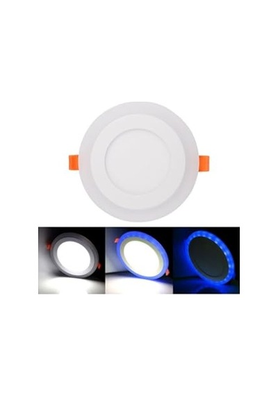 2 Adet Çift Renkli Hero Led Panel 3+3 Watt Dış Çapı 10 Cm Mavi-beyaz İki Renkli Tavan Spot Lambası Abanoz