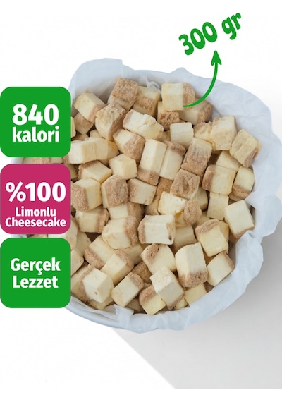 Freeze Dried Limonlu Cheesecake Kurutulmuş Çıtır Cheesecake Küpleri, Tatlı Küpleri Atıştırmalık - 300 Gr