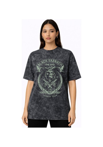 Sevbano Black Sabbath Rock Metal Müzik Grubu Baskılı Unisex Oversize Vint Siyah