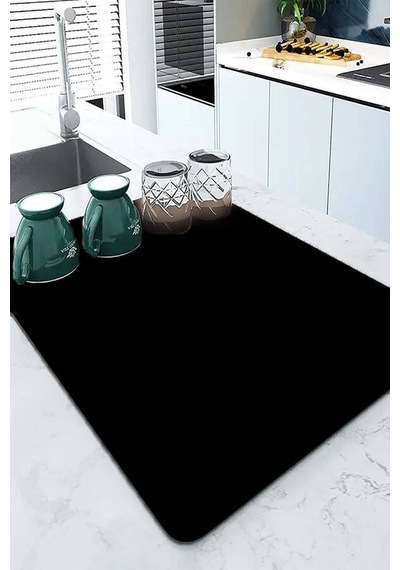 Siyah Sade Microfiber Bulaşık Kurutma Kurulama Matı Mm007n11