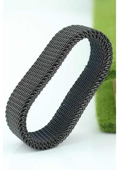 Unisex 8mm Esnek Örgü Hasır Çelik Yüzük Sb1sb2 001