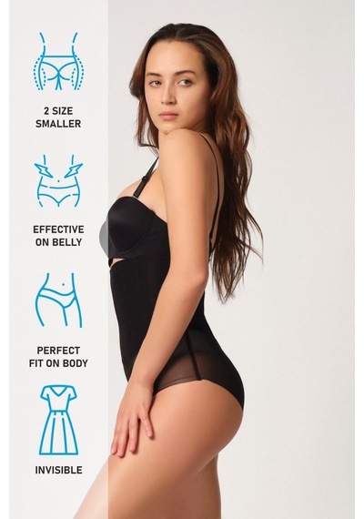 Siyah Mı Emay 2945 Tül Karyokalı Slip Lazer Korse Siyah