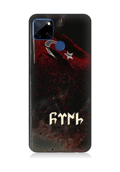 Realme C12 Uyumlu Bayrak Ve Türk Desenli Silikon Kılıf