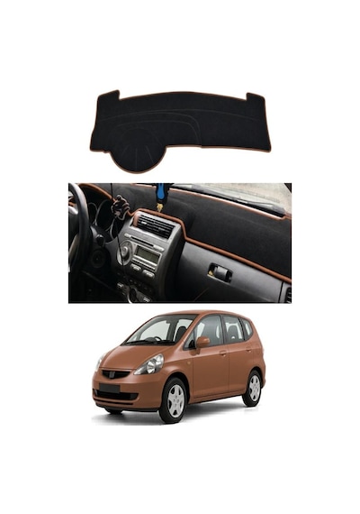 Honda - Jazz 2002-2008 Uyumlu Torpido Koruma Kılıfı - Kahverengi Şeritli
