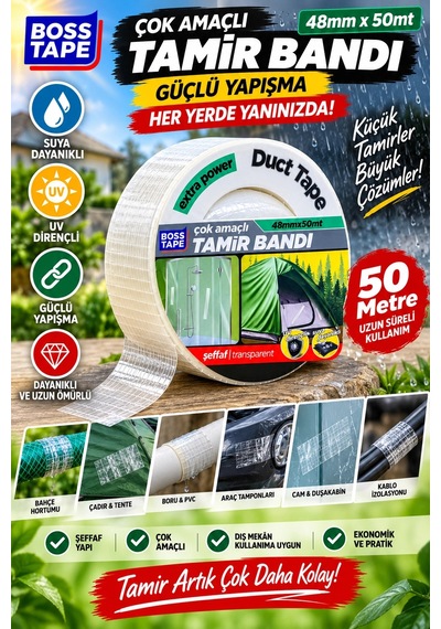 Cbandı 48 Mm X 50 Metre Suya Dayanıklı, Uv Dirençli, Güçlü Yapışkanlı Duct Tape