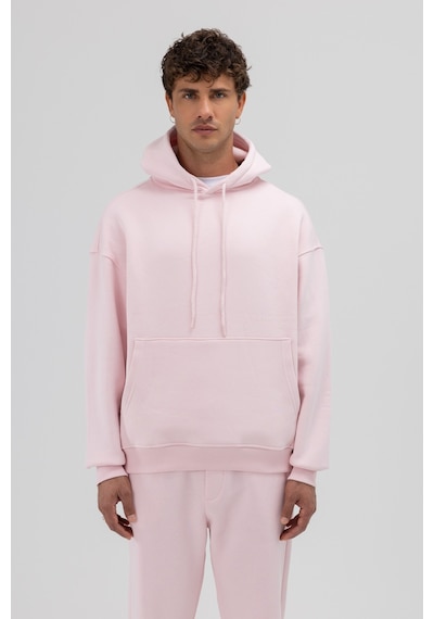 Vamos Basic Oversize Kapüşonlu Sweatshirt Pembe