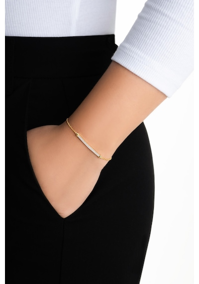 Modern Minimal 18 Ayar Sarı Altın Kaplama 19 Cm Gümüş Bileklik Sarı