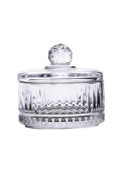 Lüx Kristal Kapaklı Cam Şekerlik & Cam Lokumluk, Kesme Cam Lüx Şekerlik 10cm 10.5cm - 4 Model 06646 Çok Renkli