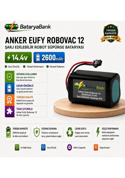Anker Eufy Robovac 12 Uyumlu Robot Süpürge Bataryası 14.4v 2600mah Li-ion Şarj Edilebilir Pil