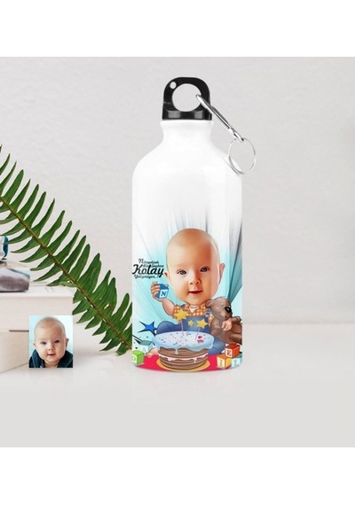 Kişiye Özel Bebek Doğum Günü Karikatürlü Metal Suluk (500 Ml.) 1