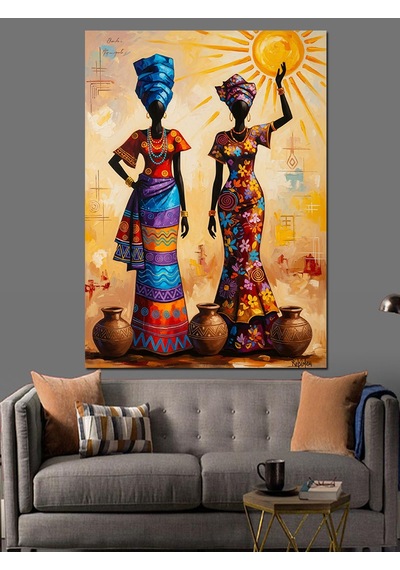 Ahşap Tablo Afrika Dansçısı Tribal Kültür