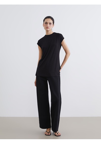 Lcw Modest Siyah Bisiklet Yaka Kadın Tunik