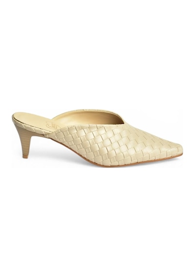 Fox Shoes Y654660709 Bej İnce Topuklu Önü Kapalı Kadın Terlik