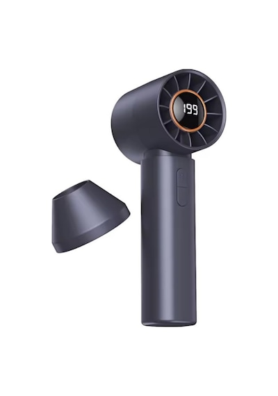 Taşınabililir Mini Usb Şarjlı Turbo Dijital Ekranlı El Vantilatör Fan Soğutucu T12 Gri