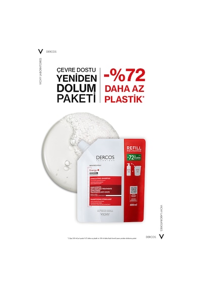 Dercos Energising Saç Dökülmesine Karşı Şampuan, Yeniden Dolum Paketi 400 Ml Tüm Saç Tipleri