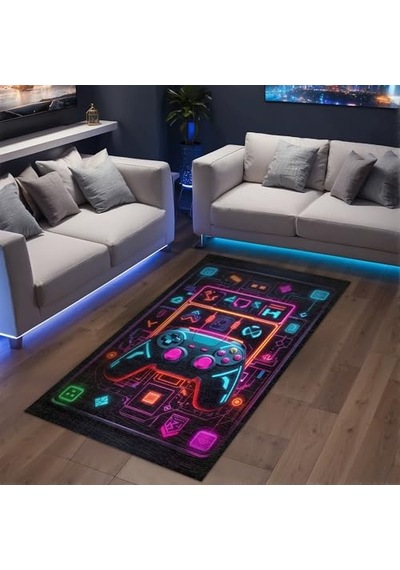 Nolane Kadife Oyuncu Odası Halısı Kaymaz Pamuk Tabanlı Yıkanabilir Antibakteriyel Gamer, Gaming Halısı 200x300 Diğer