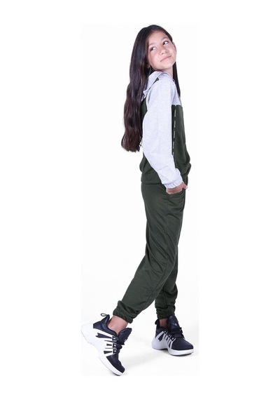 Fyk Kids Kız Çocuk Paris Baskılı Eşofman Takımı Haki Yeşil Haki
