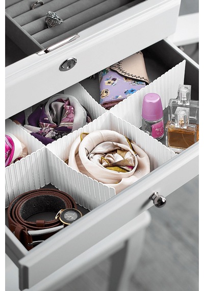 8 Adet Ayarlanabilir Kesilebilir Çekmece Düzenleyici Çekmece Organizer 54x8,5 Cm Plastik 40 X 40 Bey Diğer