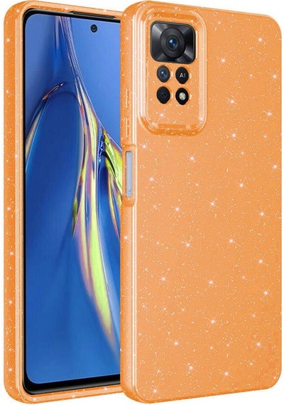Xiaomi Redmi Note 12 Pro 4g Kılıf Kamera Korumalı Simli Lüks Zore Koton Kapak Turuncu