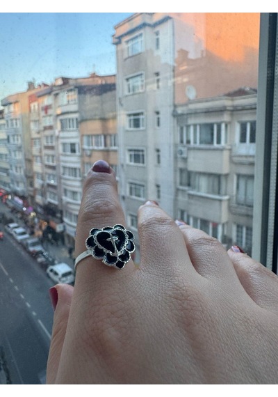Gotik Kalp Haç Model Siyah Ayarlanabilir Yüzük