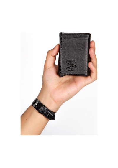 Newish Polo Rfid Özellikli Mekanizmalı Cüzdan Kartlık - Siyah