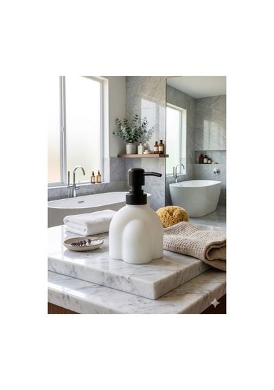 Modern Kabartmalı Cam Sıvı Sabunluk, Mat Minimal Dekoratif Tasarım, 250 Ml, 14 X 9 X 5,5 Cm Beyaz
