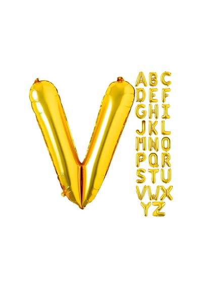 V Harf Gold Folyo Balon16 İnç 36 cm
