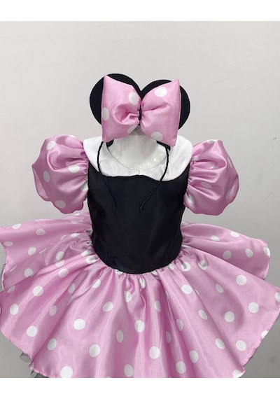 YAĞMUR KOStütüM Minnie Mouse Kız Çocuk Pembe Doğumgünü Elbisesi&Parti Kostümü Pembe