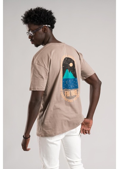Fbı Yarım Oversize Hafif Bol Kesim Arkası Baskılı Pamuklu T-shirt 001
