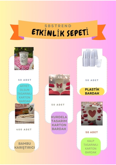 Yeni Parti Etkinlik Piknik Set 50 Er Adet, Karton Bardak Set,plastik Bardak Set,karıştırıcı 1