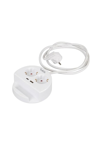 Vea Ve-g1102c Yuvarlak Grup Priz 2'li Usb + Type-c Girişli Telefon Standlı 1.5 Metre 1,5 m