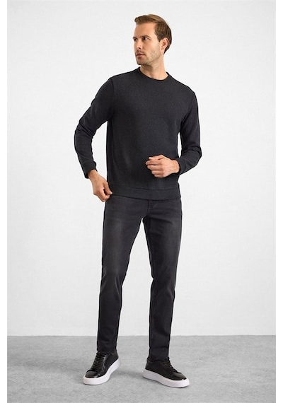 Süvari Siyah Regular Düz Bisiklet Yaka Sweatshirt Ssw2013700003-s09