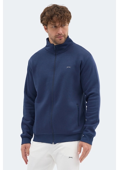 Slazenger Mendoza I Erkek Fermuarlı Dik Yaka Cepli Lacivert Sweatshırt Lacivert