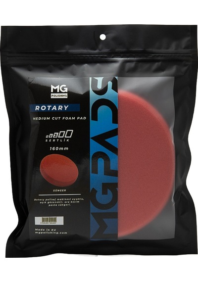 Mg Pads Rotary Ara Kesim İnce Pasta Süngeri Kırmızı - 160 Mm