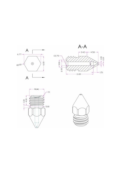 3d Yazıcı-printer Mk8 0.2mm Pirinç Nozzle