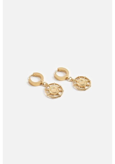 Altın Medallion Halka Küpe Gold