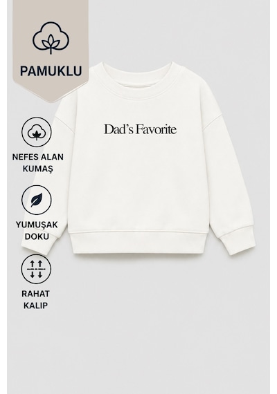 Monila Unisex Çocuk 3 İplik Kumaş Slogan Baskılı Sweatshirt Ekru