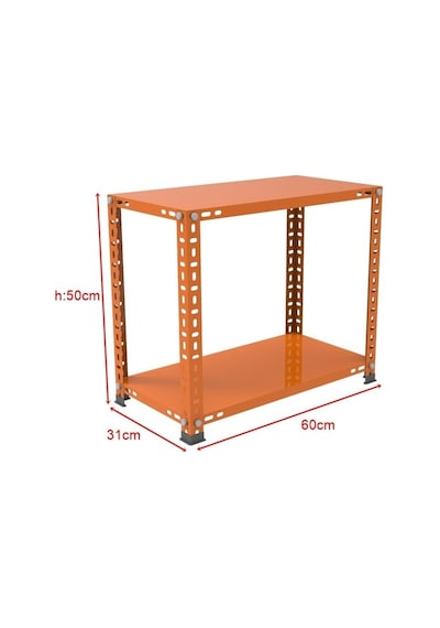 2 Katlı Renkli Çelik Raf Sehpa - Atölye, Depo, Ofis Sehpası Mavi-31x60 Cm-50 Cm