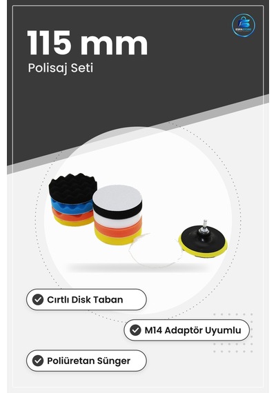 Pasta Cila Polisaj Sünger Seti 115 Mm Oto Boya Vernik Çizik Gider