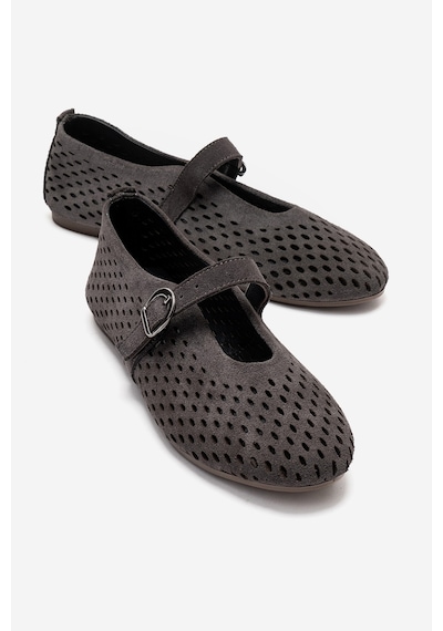 Luvishoes Arian Füme Süet Hakiki Deri Delikli Kadın Babet Ayakkabı Füme